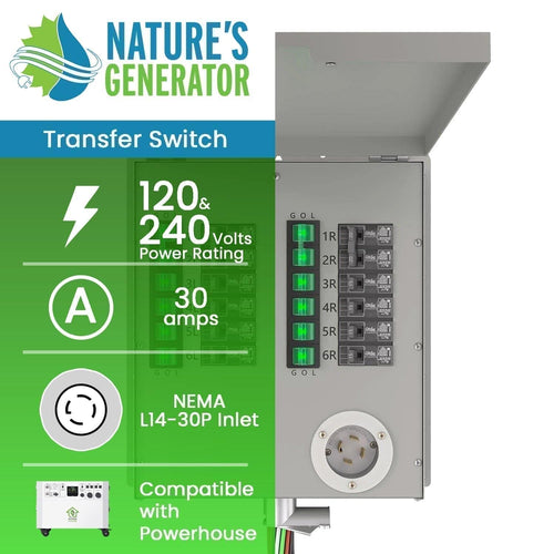 12-Circuit 120/240V 30A Non-Automatic Transfer Switch - Home Power Tech