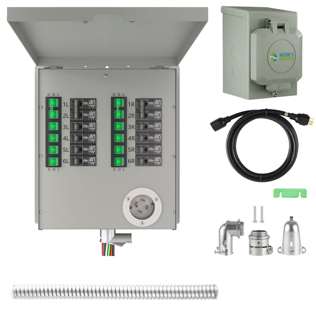 12-Circuit 120/240V 30A Non-Automatic Transfer Switch - Home Power Tech