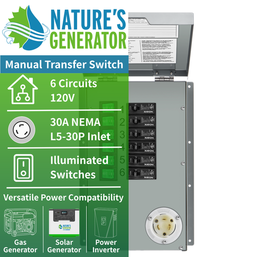 120V 30A 6-Circuit Non-Automatic Transfer Switch