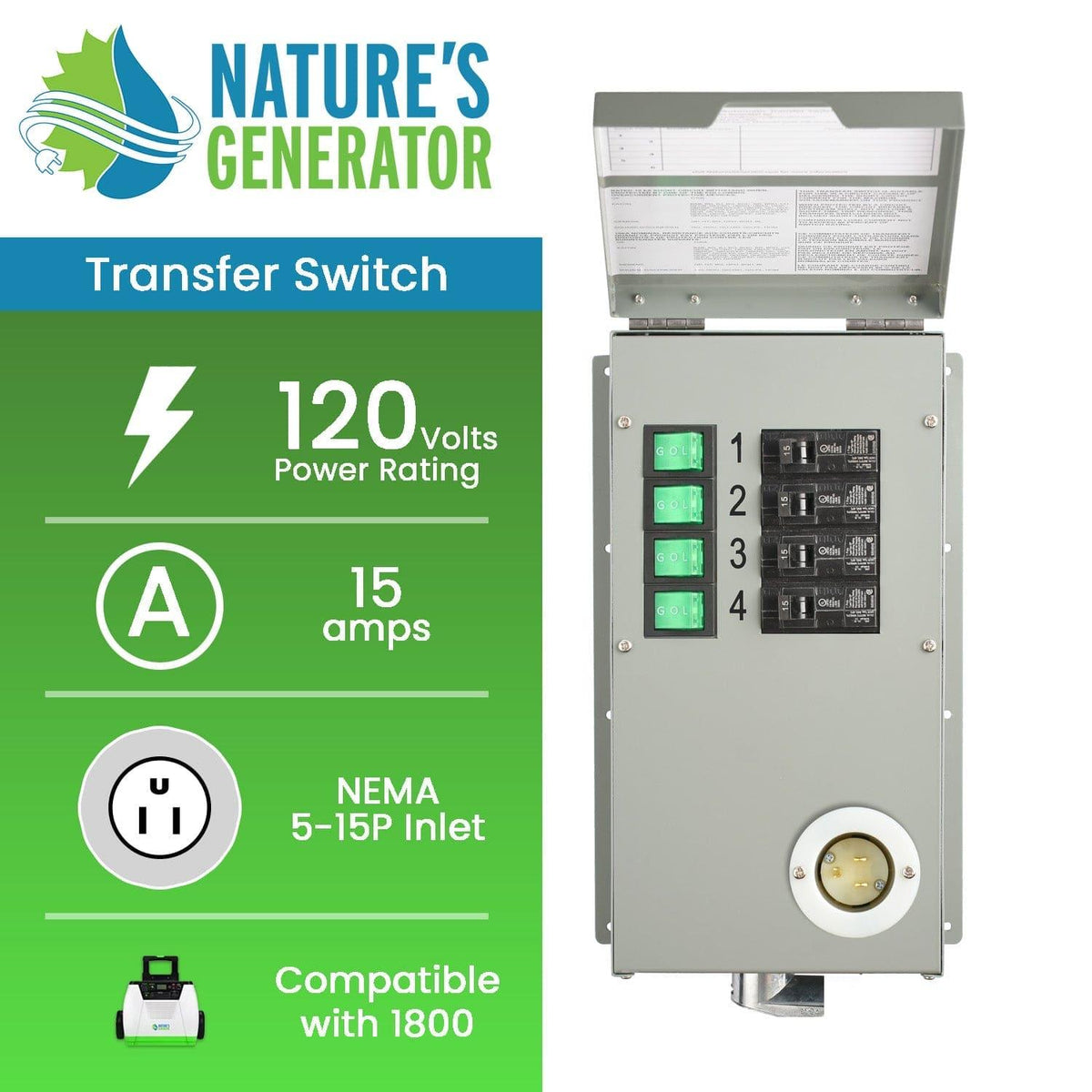 120V 15A 4-Circuit Non-Automatic Transfer Switch - Home Power Tech