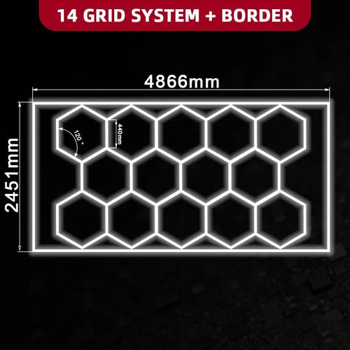 14 Hexagon Lights System With Border(16′ x 8′) - Home Power Tech
