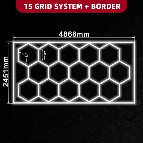 15 Hexagon Lights System With Border (16′ x 8′) - Home Power Tech