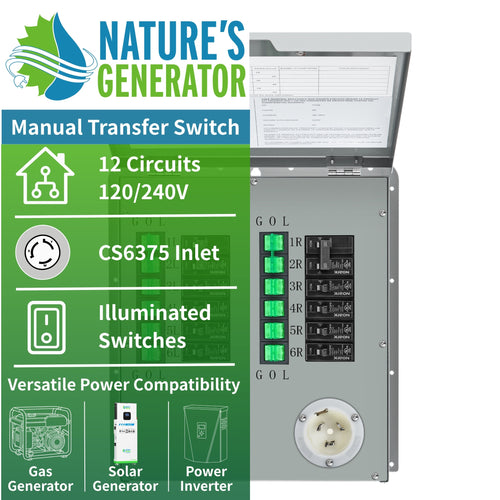 12-Circuit 120/240V 50A Non-Automatic Transfer Switch