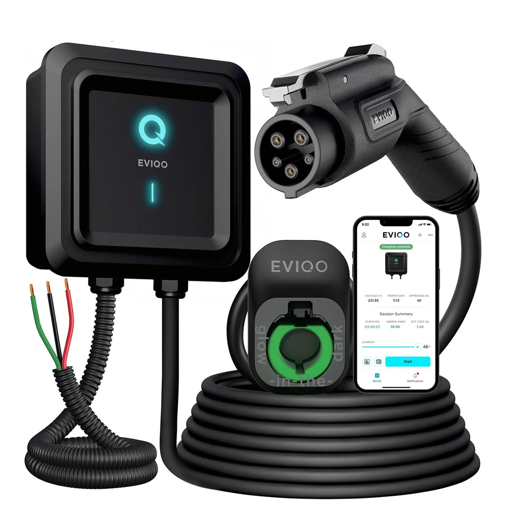 EVIQO Level 2 EV Charger, 48A (50A Max), 240V, Hardwired, J1772 for Non-Tesla EVs - Home Power Tech