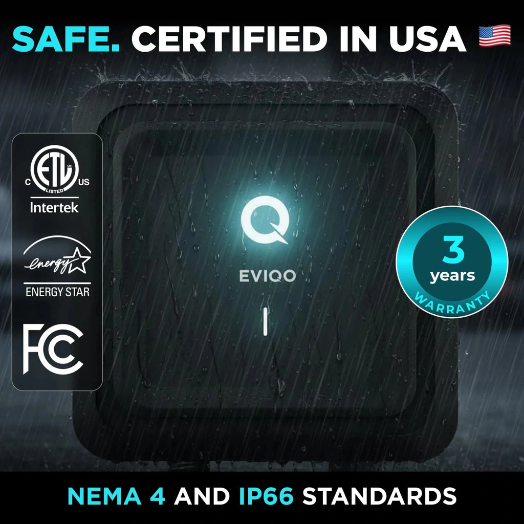 EVIQO NACS Level 2 EV Charger, 40A (9.6kW), 240V, NEMA 14-50 Plug In, for Tesla EVs - Home Power Tech
