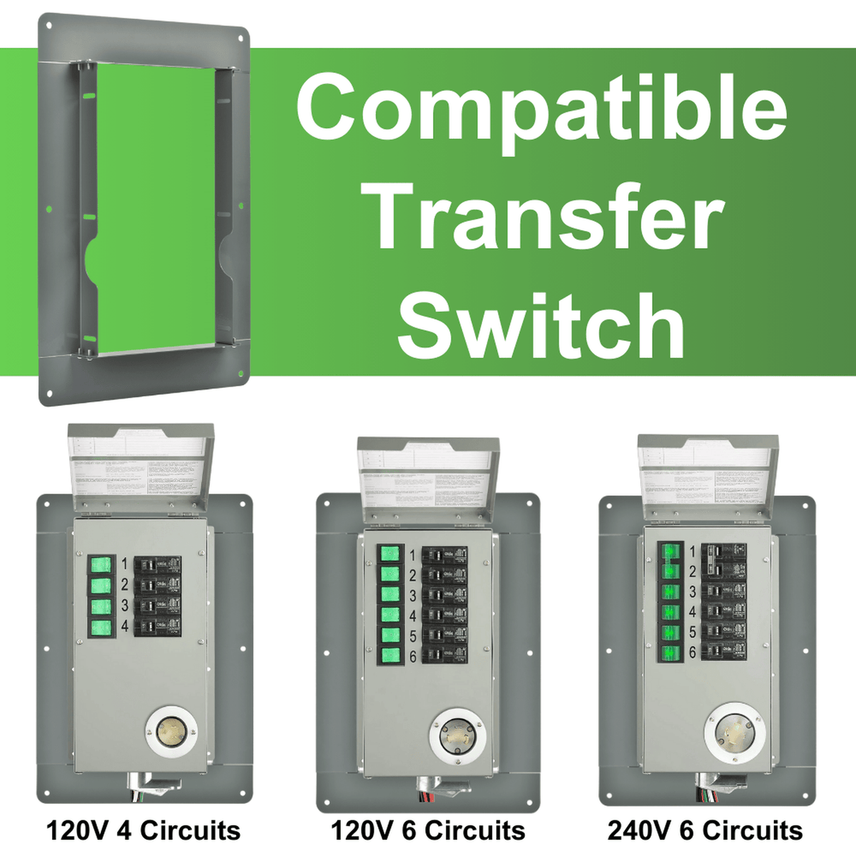 Nature's Generator 4 or 6 Circuit Manual Transfer Switch Flush Mount - Home Power Tech