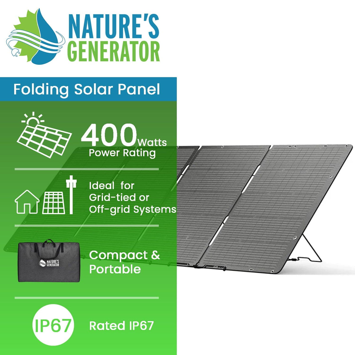 Nature's Generator Folding 400W Solar Panel - Home Power Tech