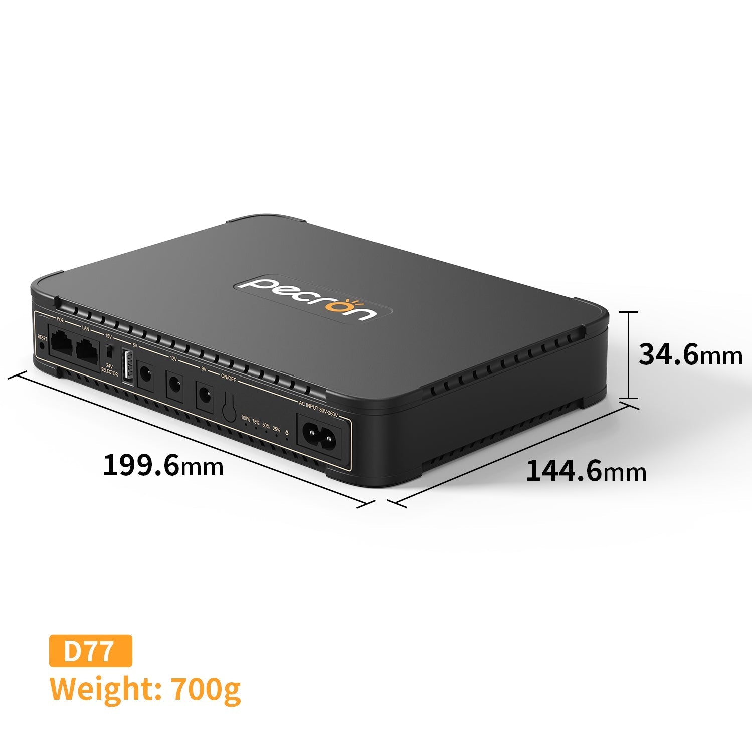 PECRON D77 DC UPS Battery Backup 76.96Wh - Home Power Tech