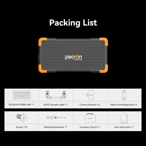 PECRON EP3800 - 48V Expansion Battery 3072Wh for E1500LFP/ E3600LFP/ E1000LFP/ E2400LFP/ F3000LFP - Home Power Tech